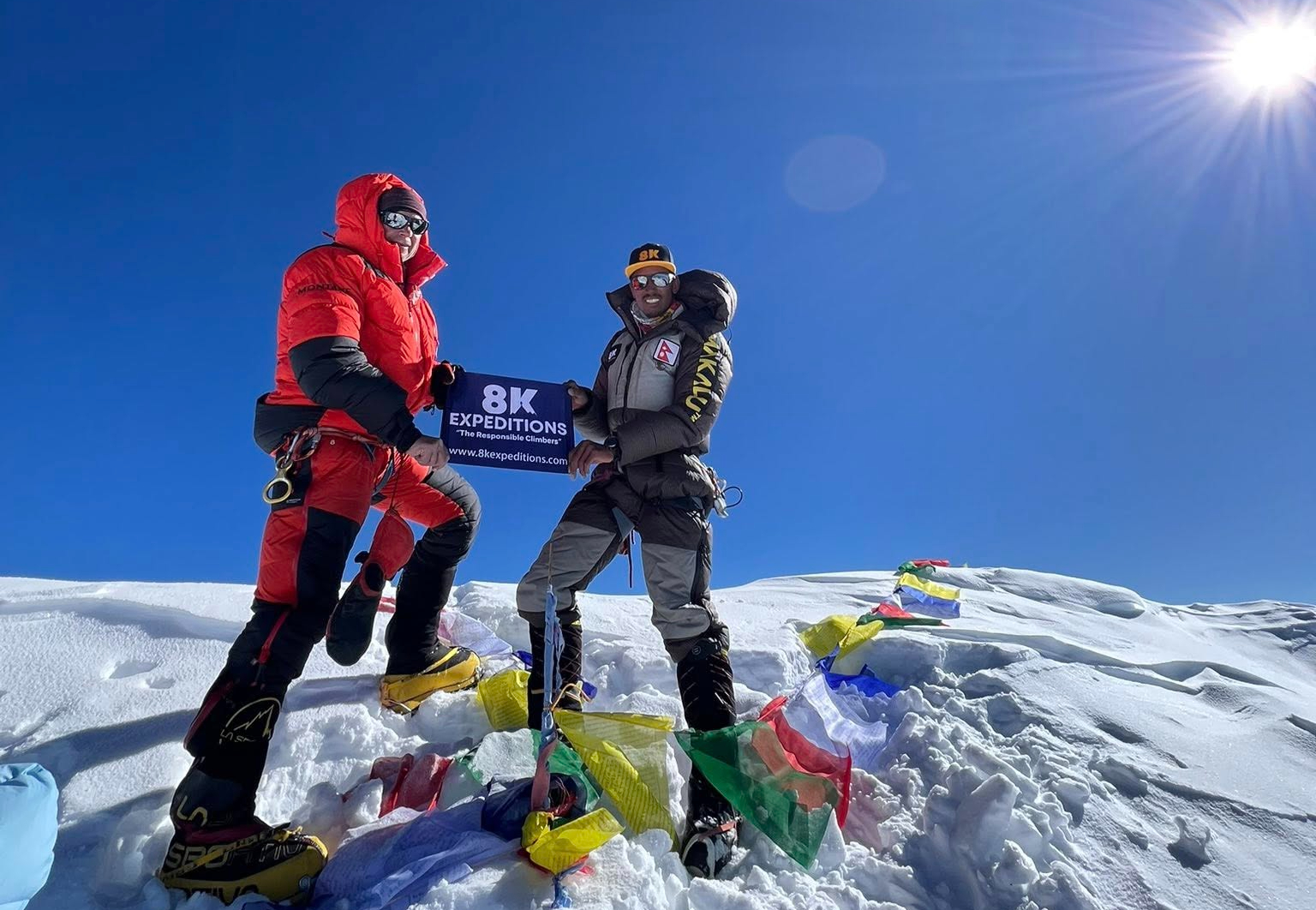 Two cimbers from 8K Expeditions summit Mt. Dhaulagiri